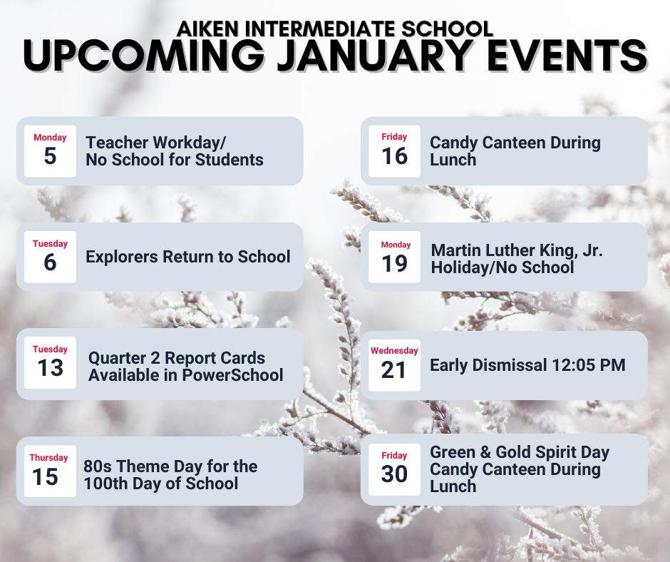 Upcoming January 2026 Events (They are also listed in Upcoming Events.)