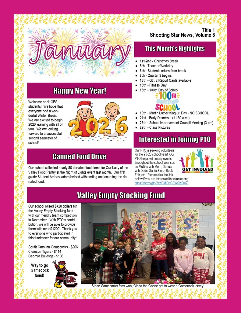 January Newsletter (Front)