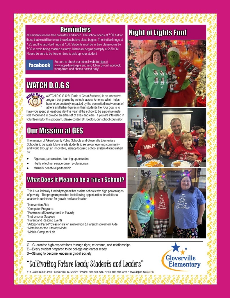 January Newsletter (Back)