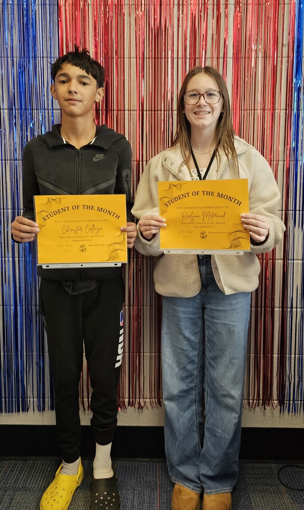 November and December students of the month!