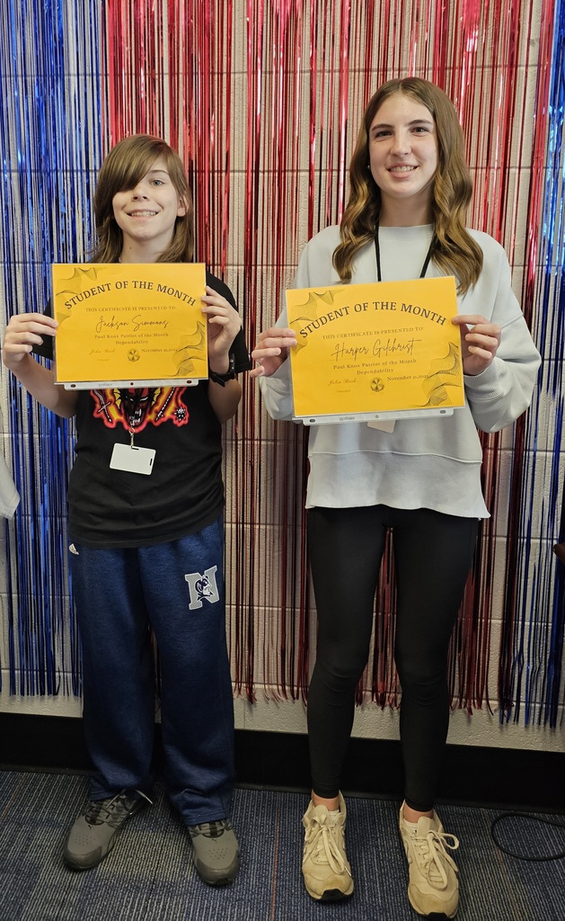 November and December students of the month!