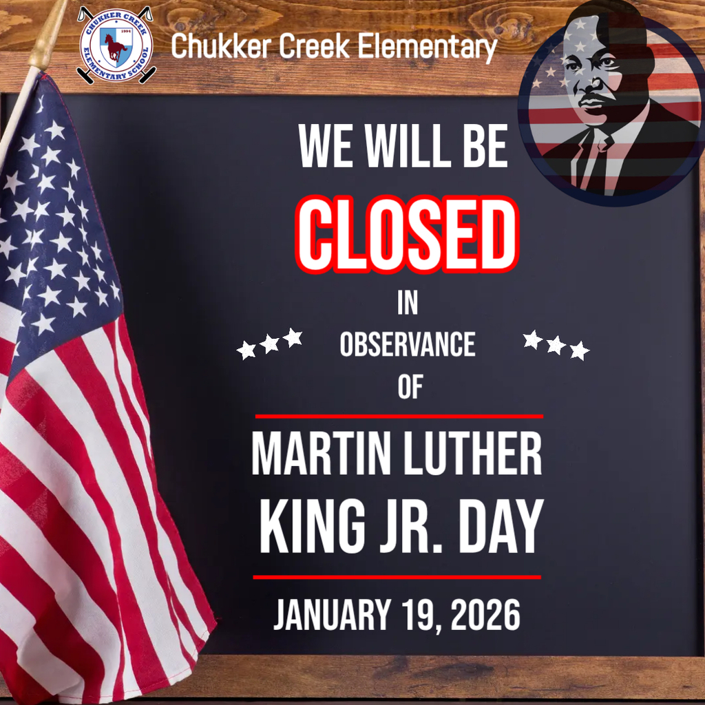 MLK Jr. Flyer for School Closure with a flag and a picture of MLK with stars