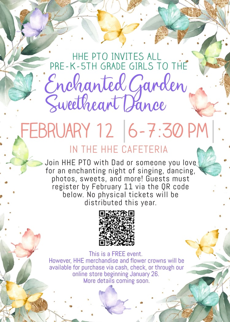 floral background with info regarding Sweetheart Dance 