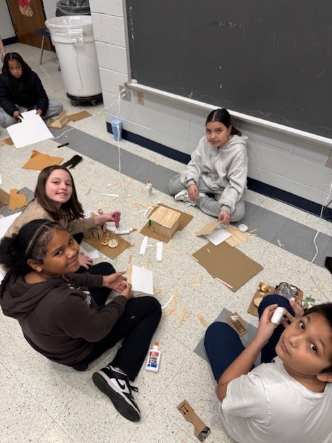 Fifth Grade Hooverville Projects under construction 