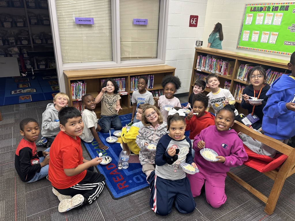 Students eating ice cream.