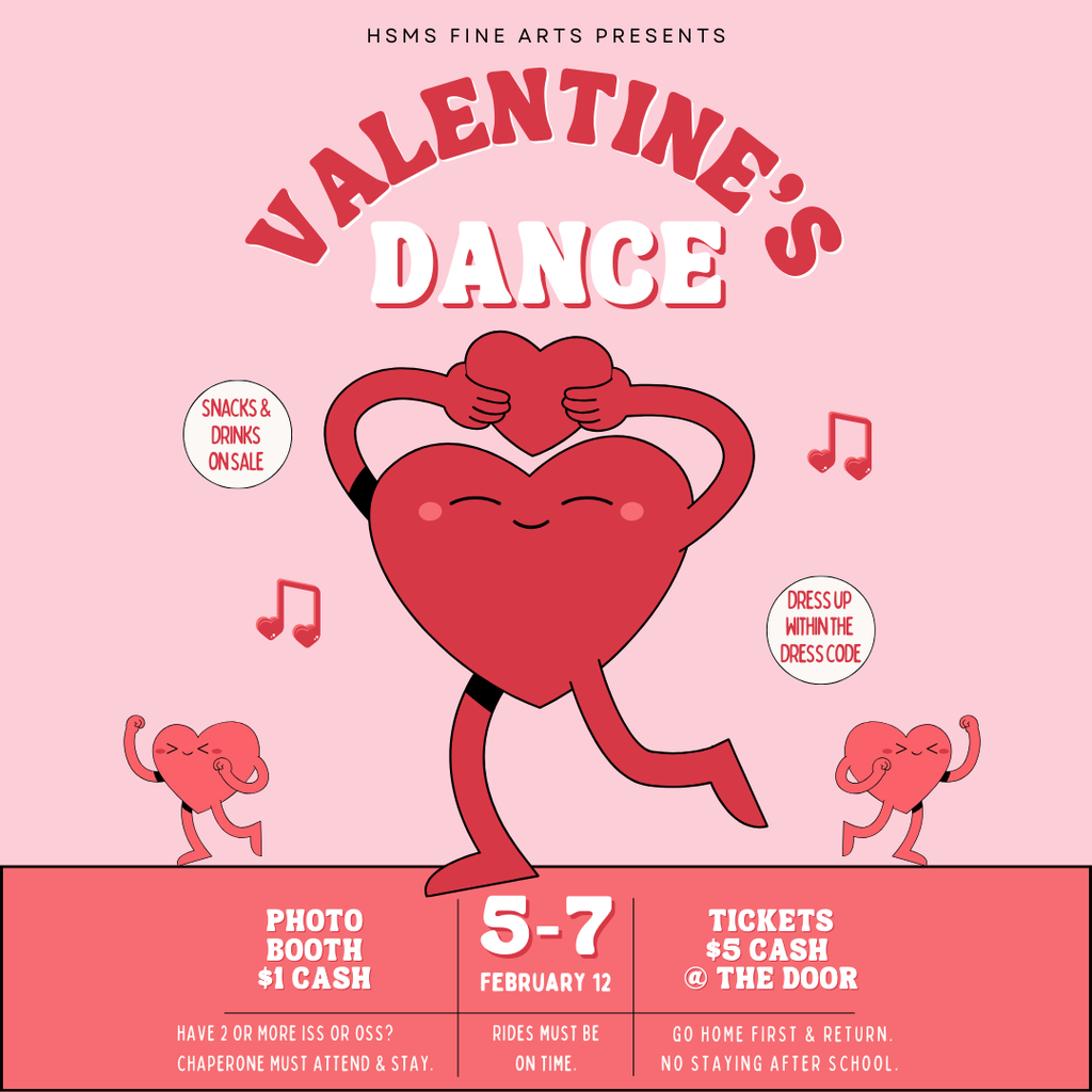 Valentines Dance February 12, 5-7 pm