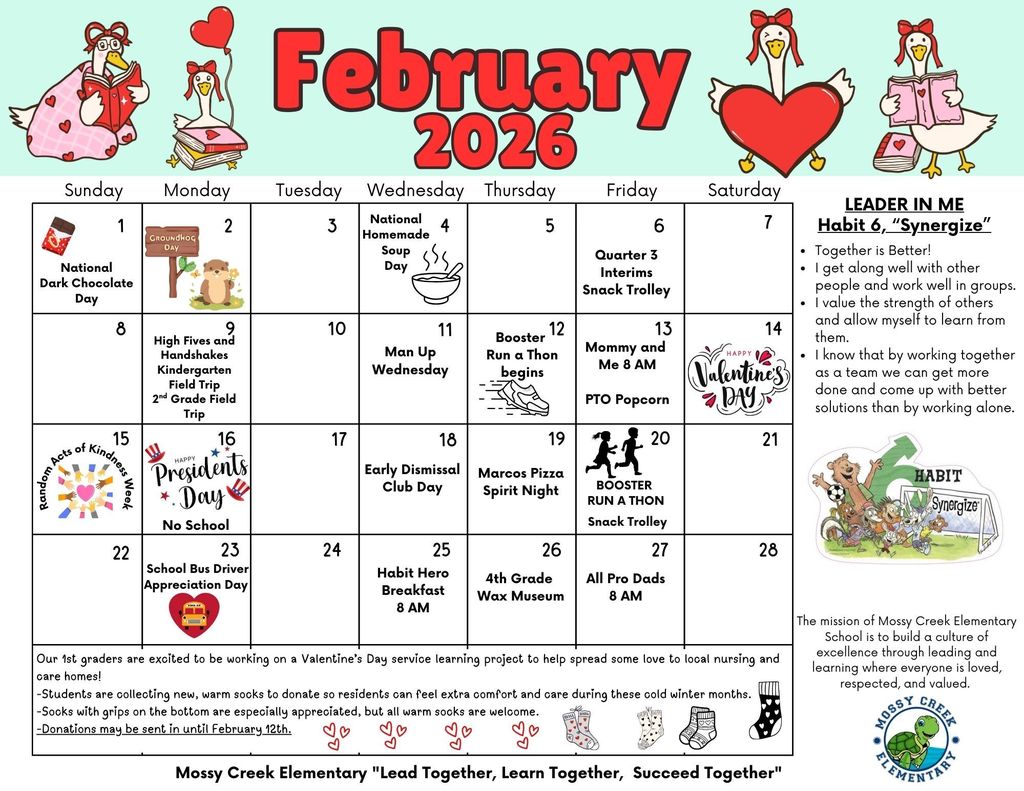 february calendar for mossy creek