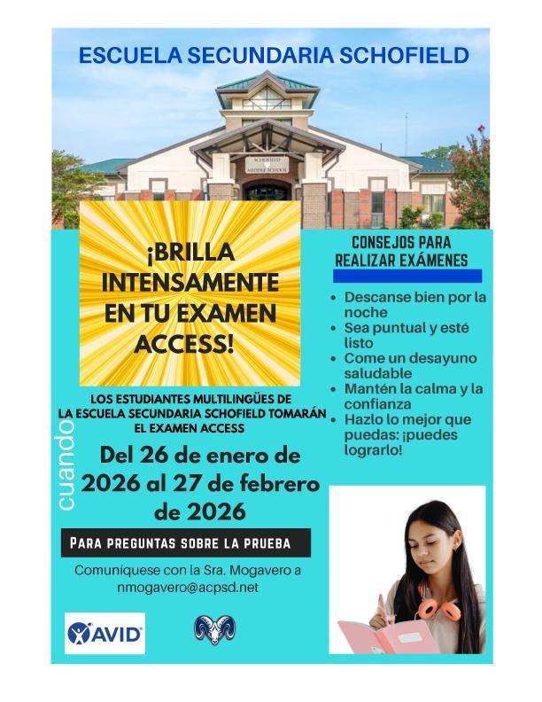 Flyer containing a picture of the school and a female student