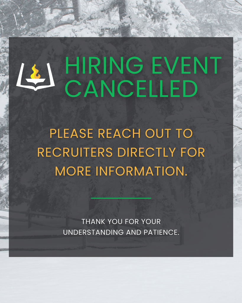 Hiring Event Cancelled, please reach out to recruiters directly for more information. Thank you for your understanding and patience.