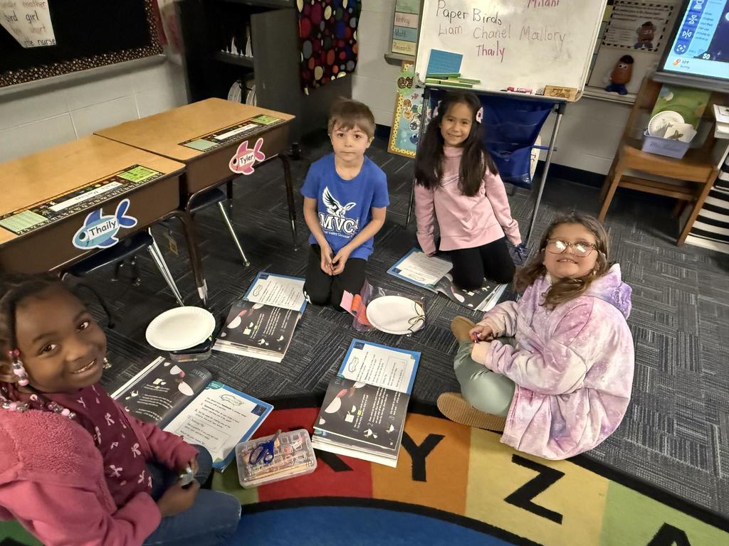 First Graders Working together to create a project 