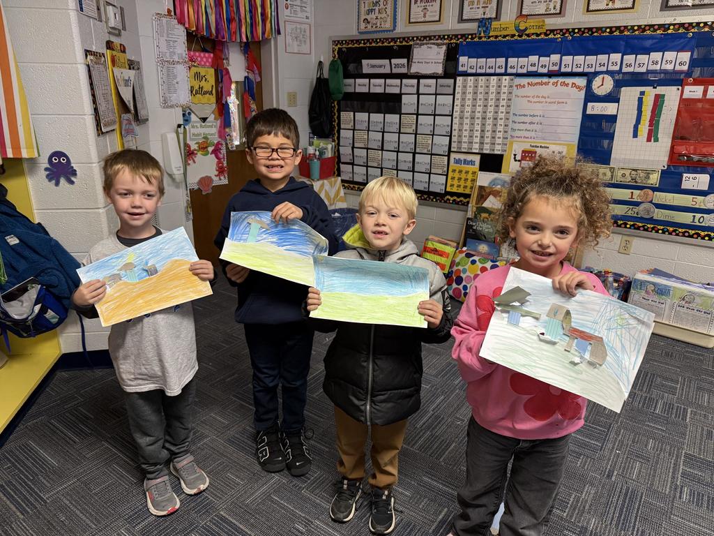 First Graders Working together to create a project 