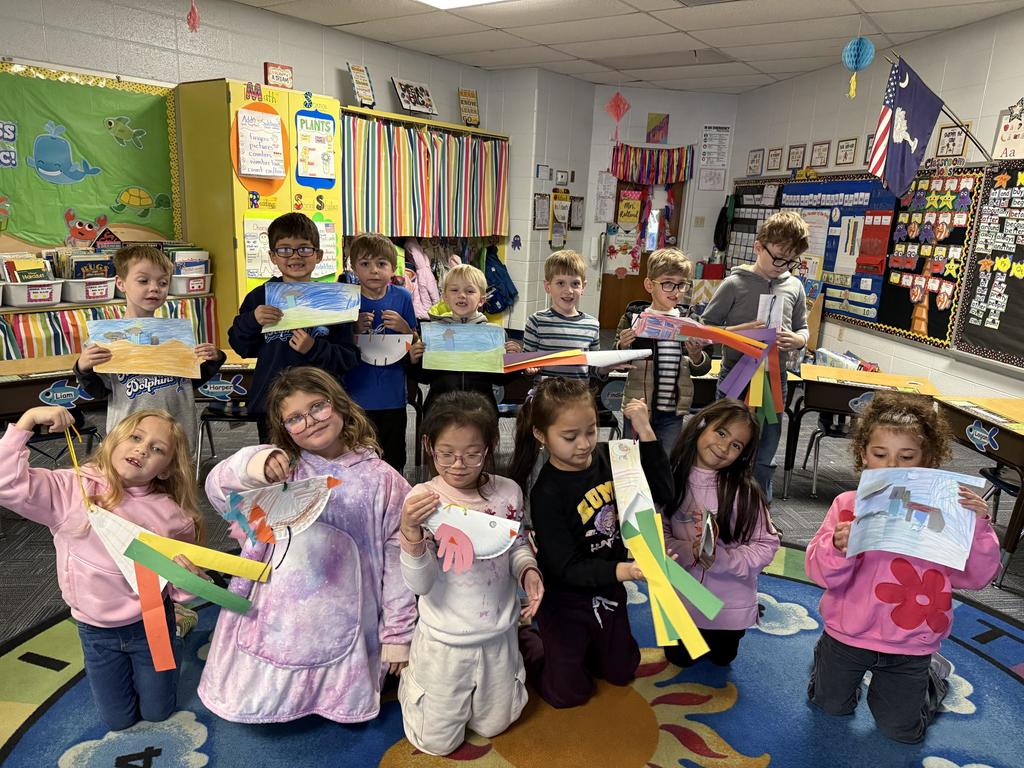 First Graders Working together to create a project 