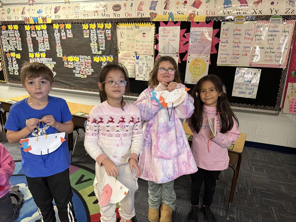 First Graders Working together to create a project 