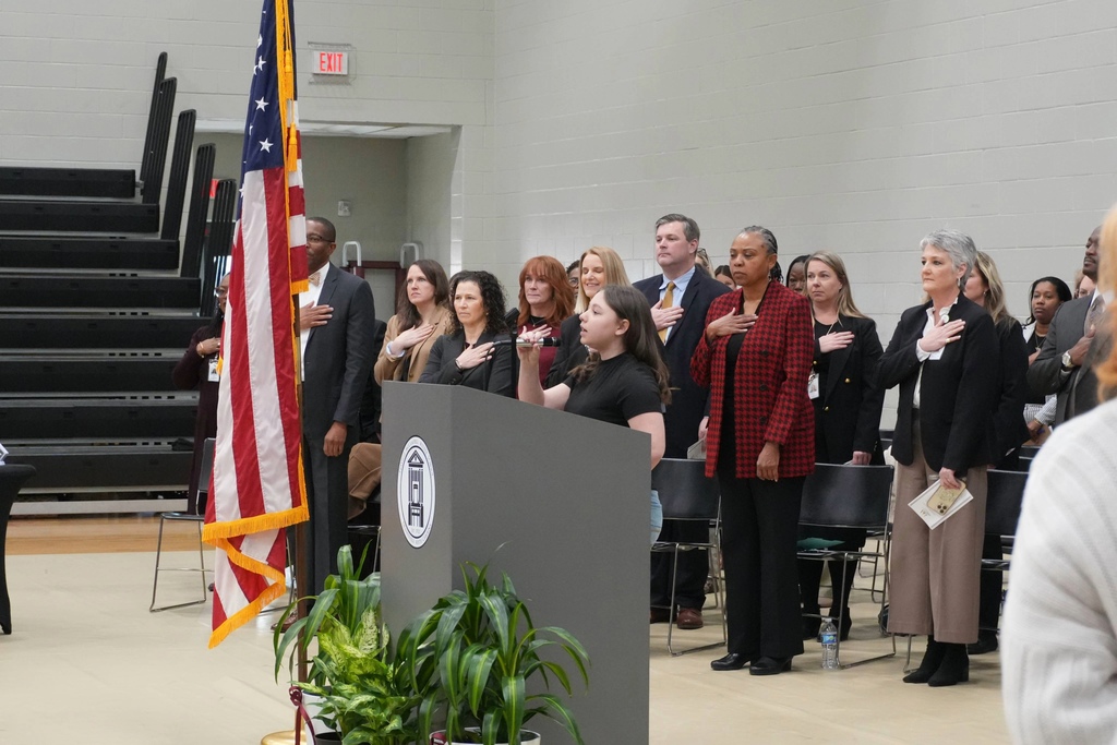 Langley-Bath Clearwater student performing the National Anthem.