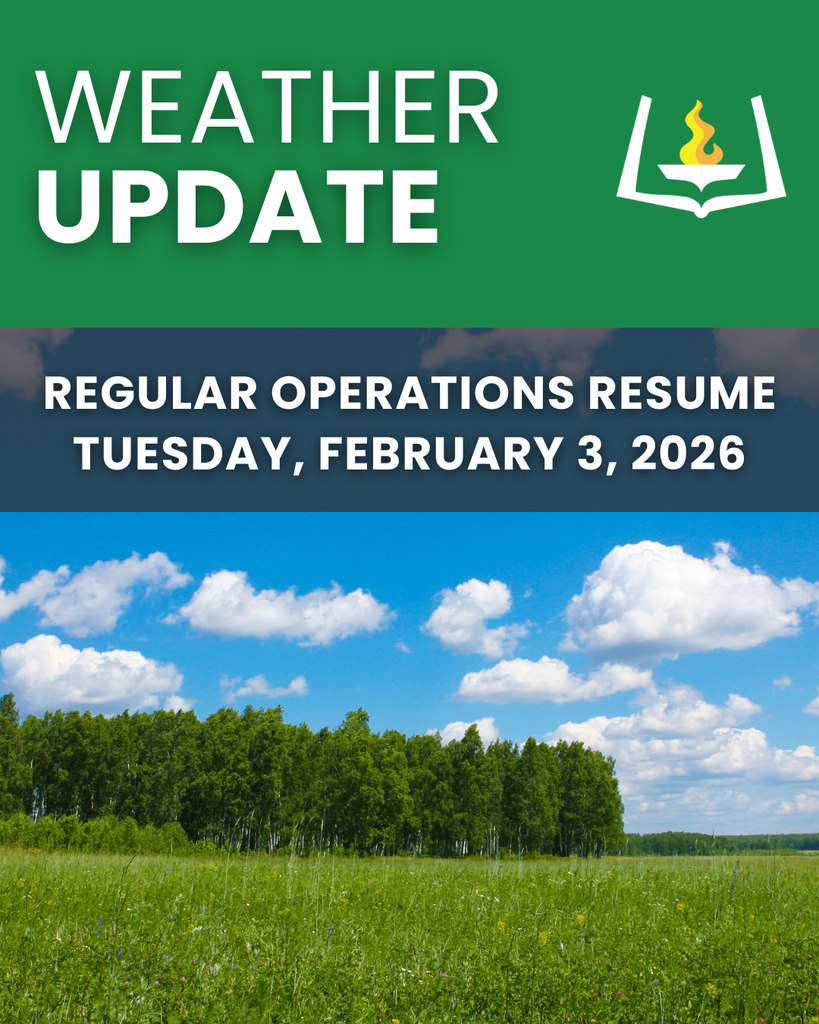 A beautiful sunny day image announcing a Weather Update for Normal Operations. 