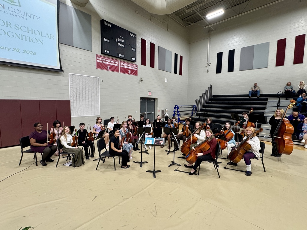 The Paul Knox Orchestra 3 class was invited by the district office to perform at the Aiken Junior Scholars Ceremony on Wednesday January 28th, 2026. The students played for all of the middle school Principals, district office staff, and for our Superintendent. They played 3 selections at the ceremony and did a fantastic job! Congratulations!