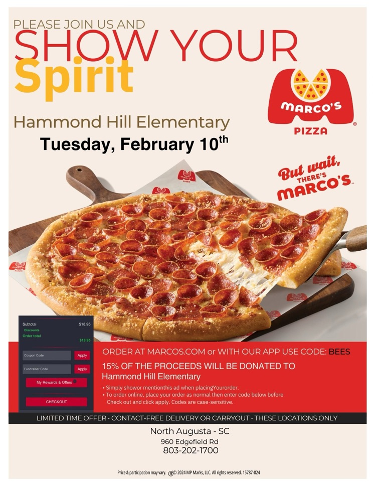 pizza with info about Spirit night