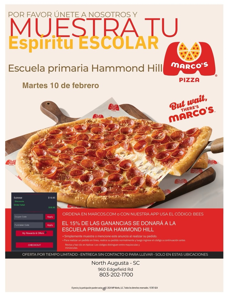 pizza with info about Spirit night