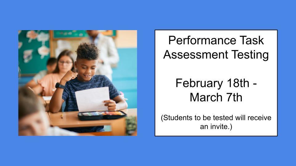 An image shows students taking a test in a classroom.