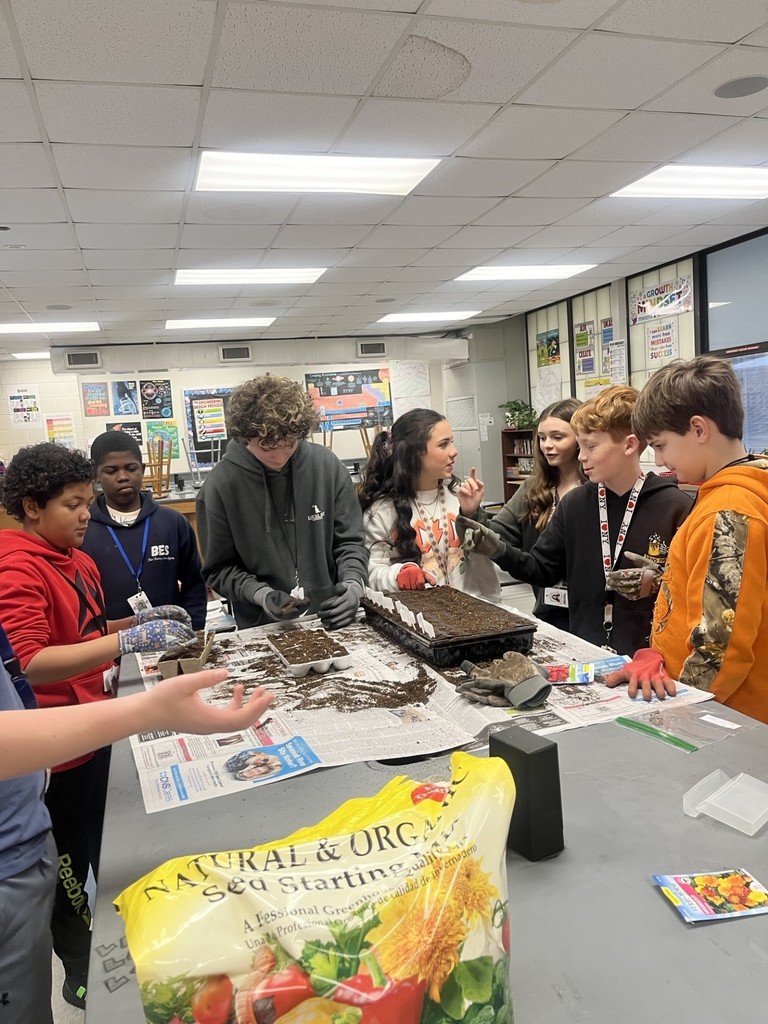 Students in gardening class