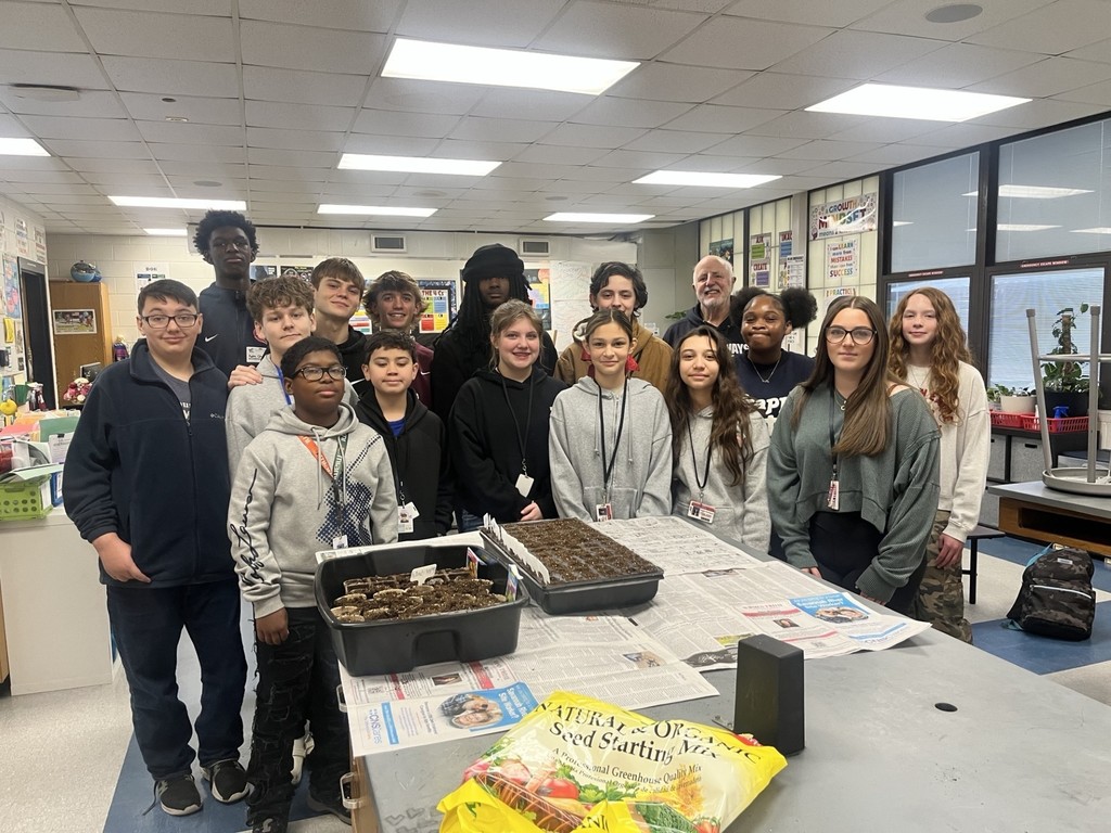 Students in gardening class