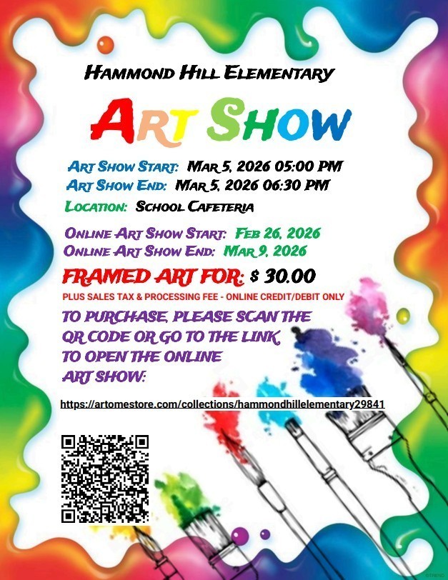 paintbrushes with details about the art show Mar. 5  from 5-6:30