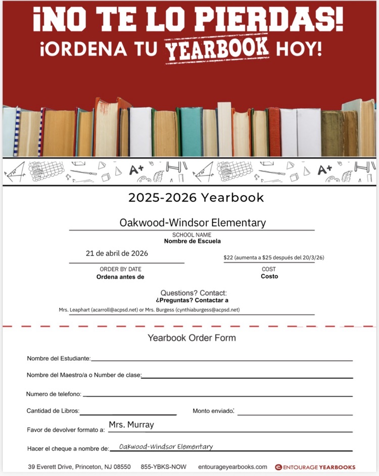 yearbook order form (Spanish) 