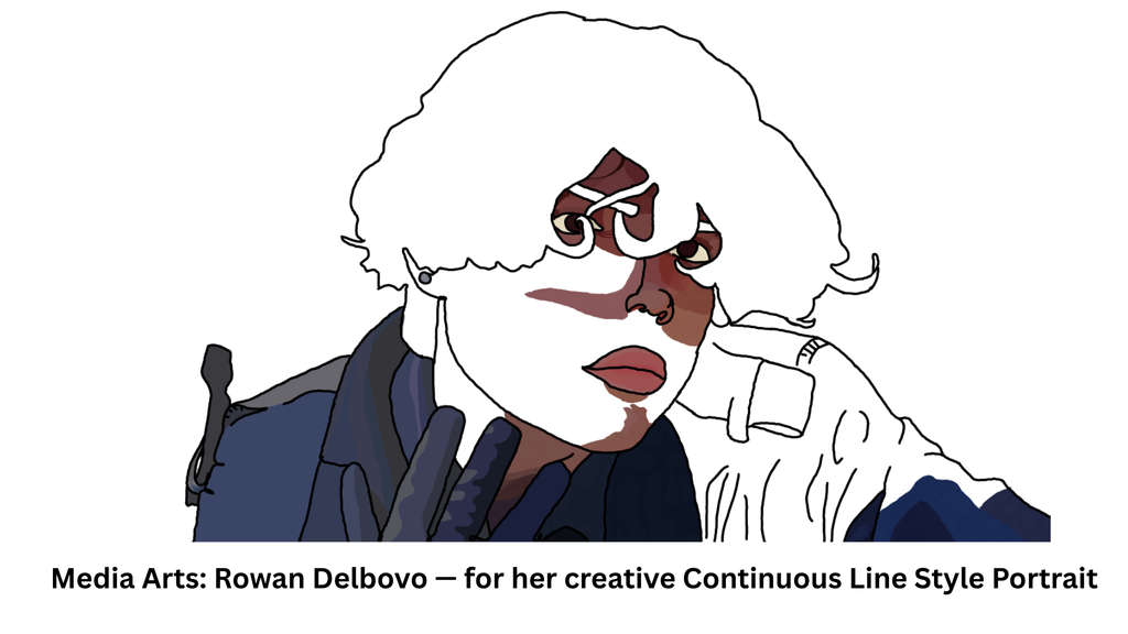 Drawing of a person with a gloved hand