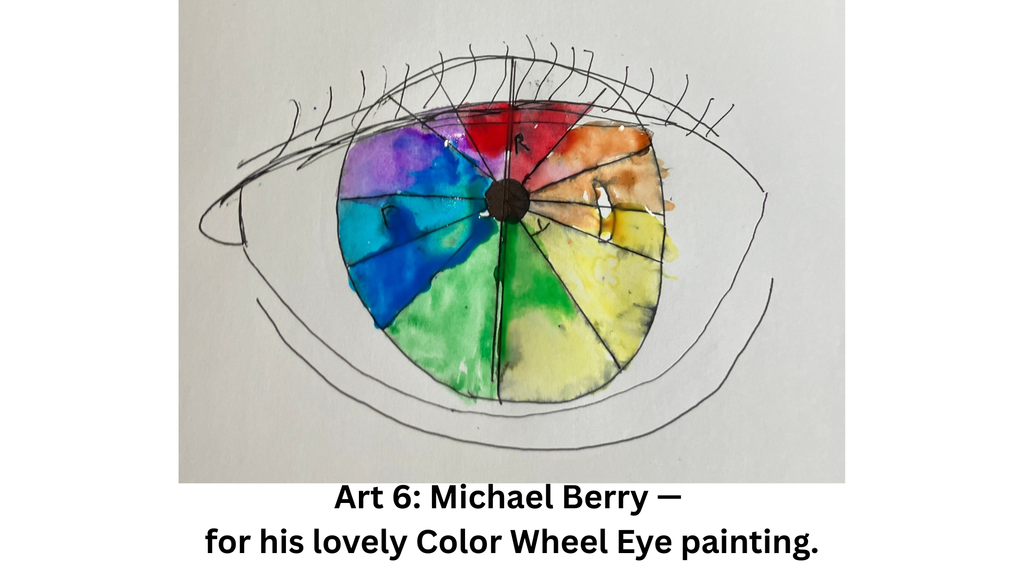 line drawing and painting of eye with rainbow iris