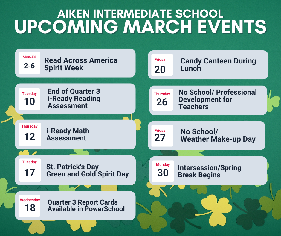 Upcoming March 2026 Events (They are also listed in Upcoming Events.)