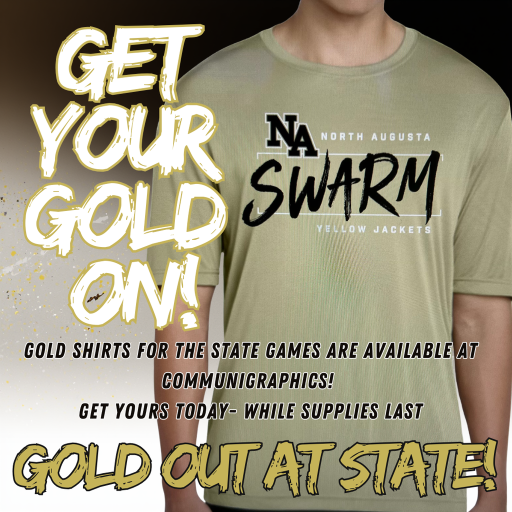 Shirt with NA SWARM on Front for state tournament.