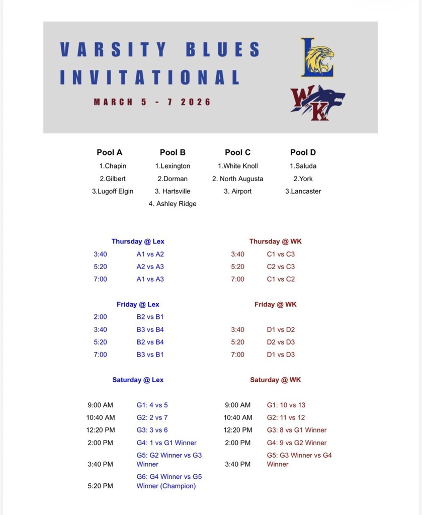 Schedule of Games for Softball.