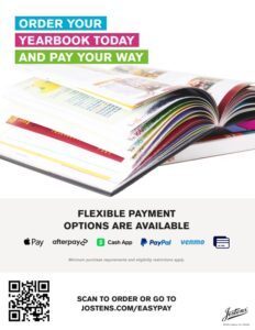 Yearbook flyer with QR codes for ordering.