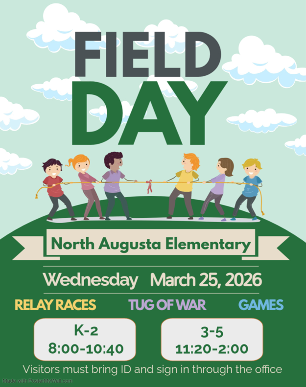 March 25th Field Day Schedule: ☀️ Grades K–2: 8:00 AM – 10:40 AM ☀️ Grades 3–5: 11:20 AM – 2:00 PM