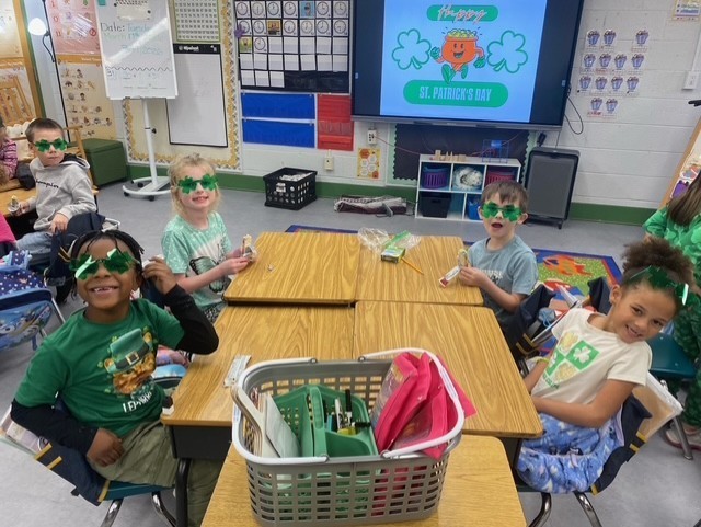 Greendale students rock their shamrock sunglasses.