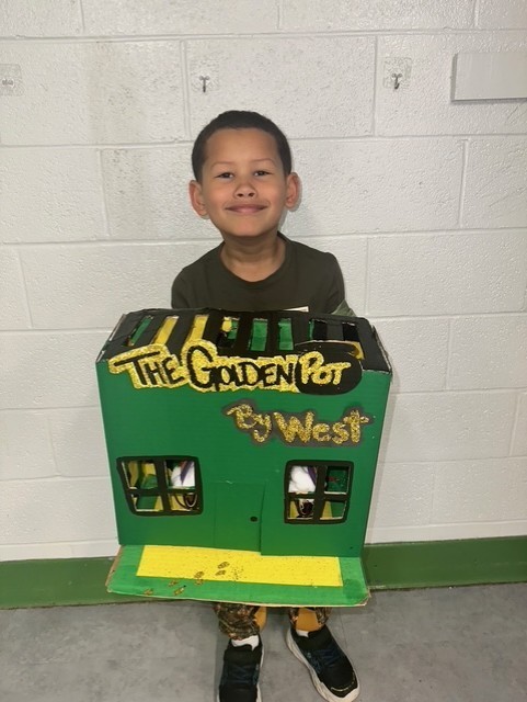 Greendale student showcases leprechaun trap.
