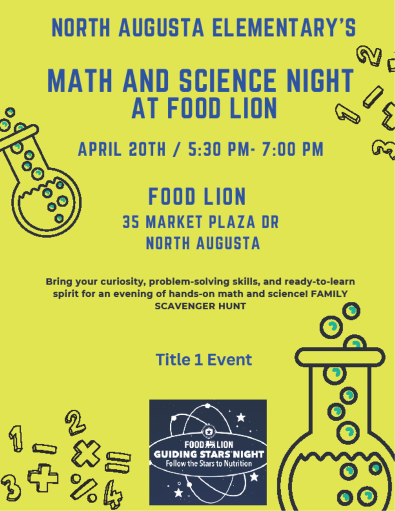 Math and Science Night at Food Lion April 20th