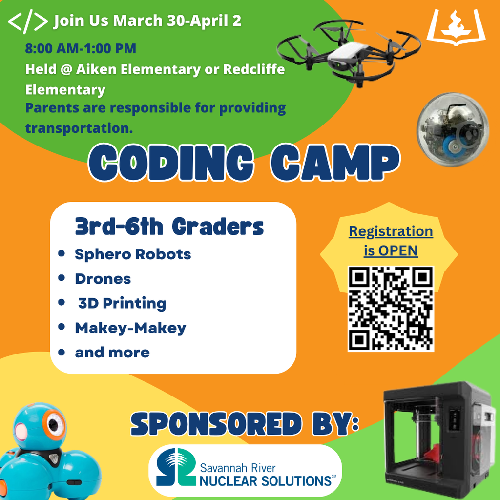 6th Grade English coding camp flyer