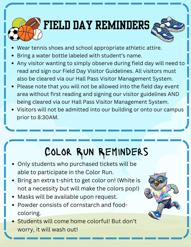 Field Day Reminders