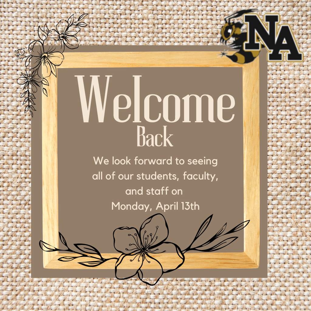 Canvas backdrop with frame and black outlined flowers with NAHS logo.