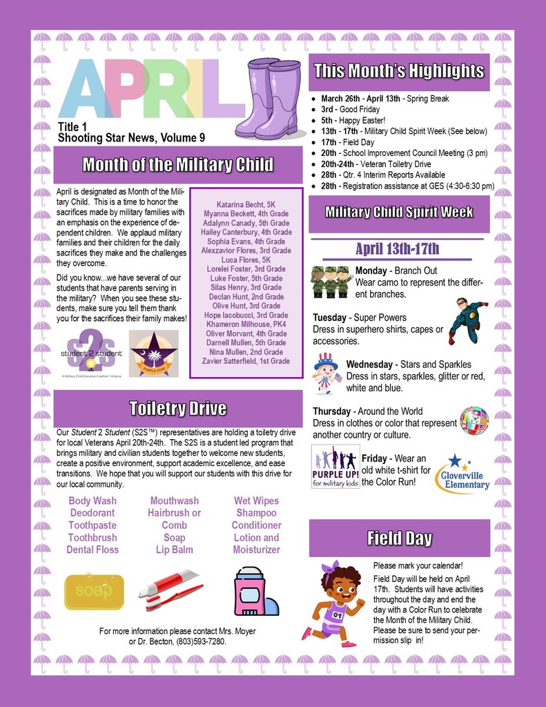 April Newsletter (Front)