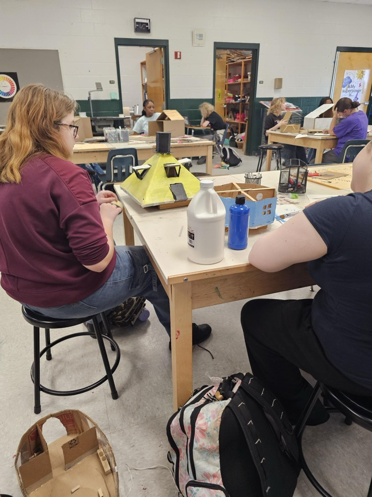 students working on an art project 