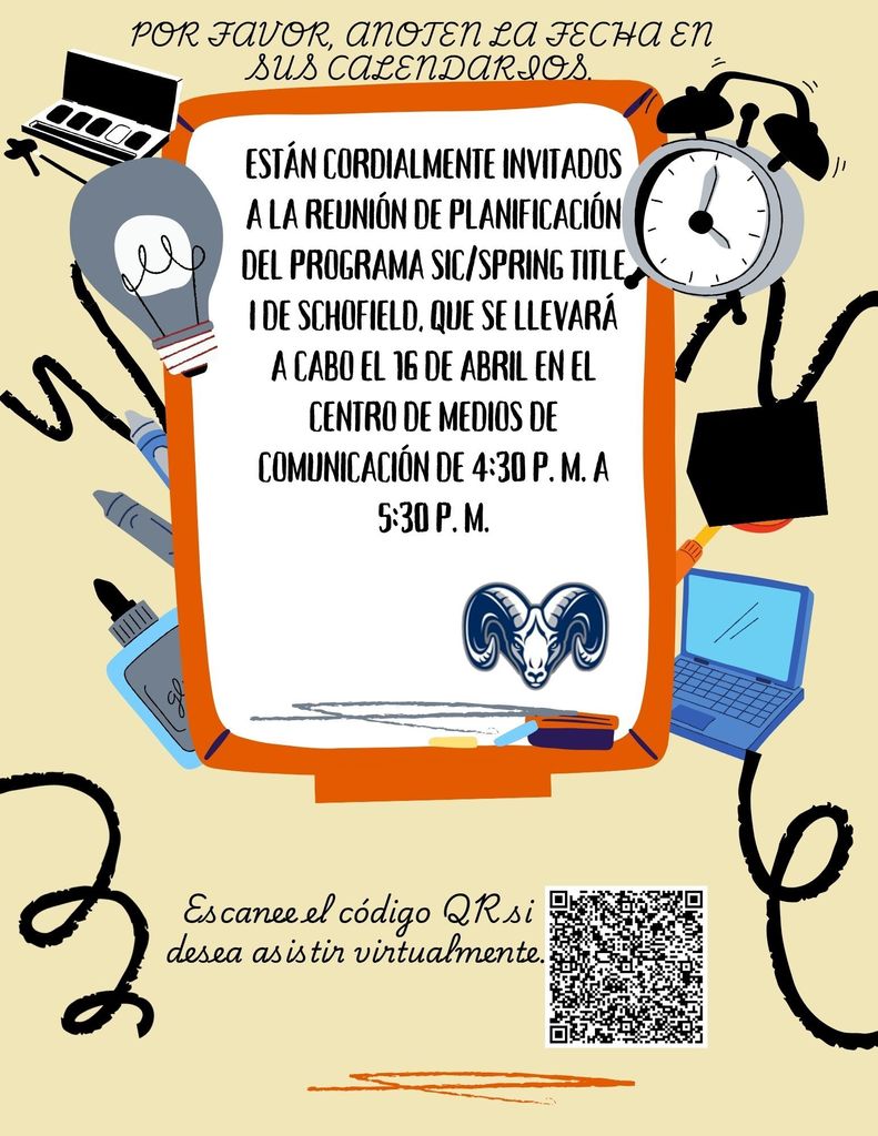 Flyer is beige in color with pictures of a lightbulb, clock and a laptop