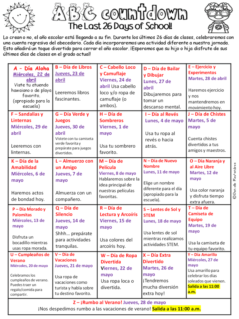 ABC Countdown 2026 Spanish