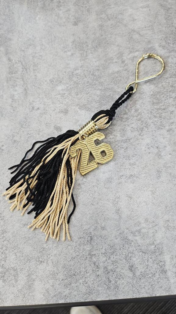 Black and Gold String Keychain with 26.