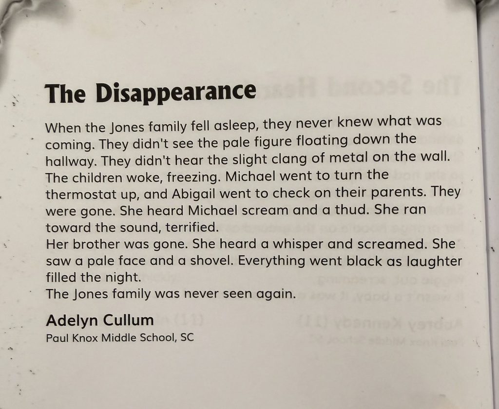 Mrs. Ingle's 6th grade ELA class participated in a nation-wide creative writing contest and 24 students were chosen to have their work published!