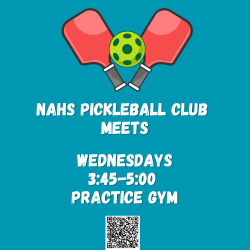 Pickleball paddles and ball with QR code for signups.