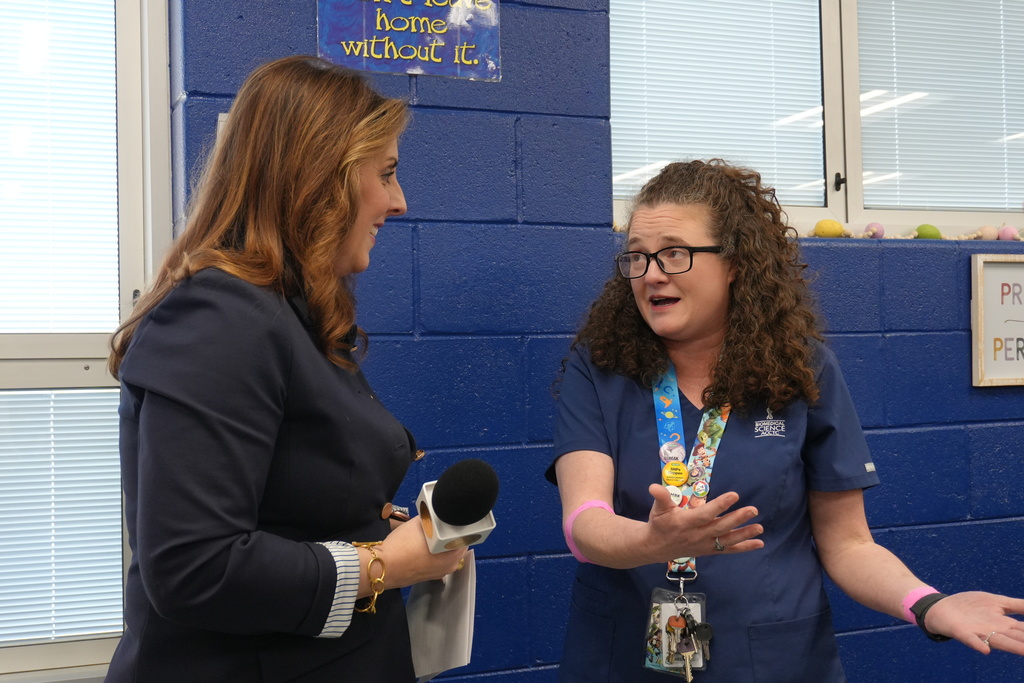 Dr. Christie Palladino being interviewd.