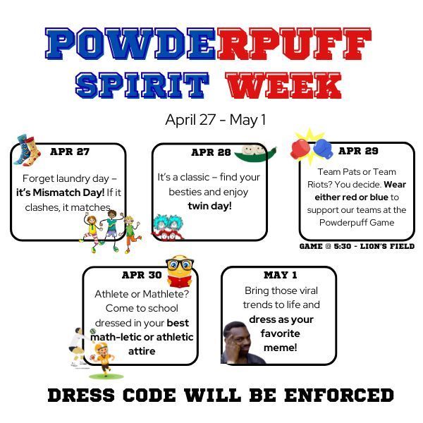 Spirit Week schedule