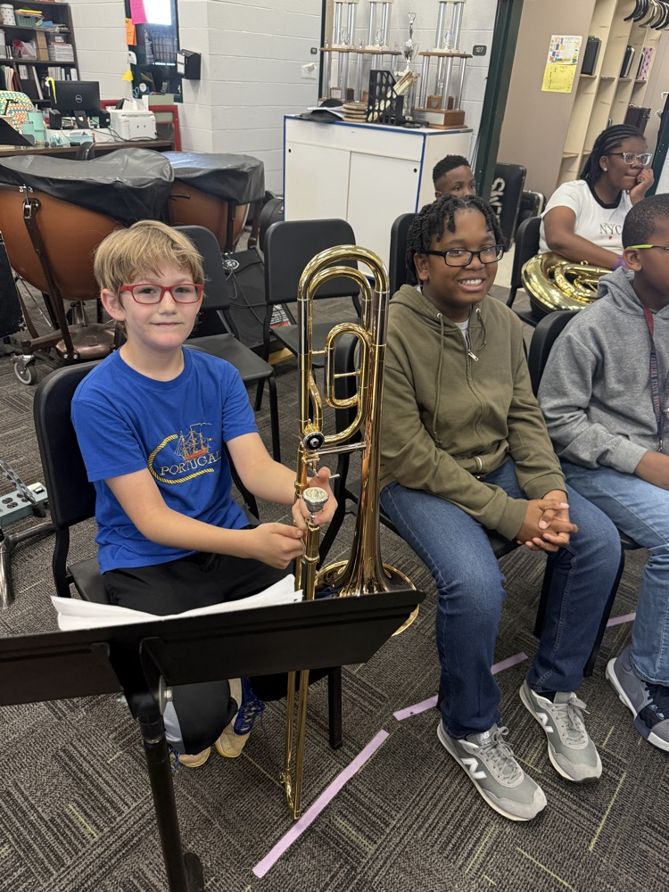 students in band class